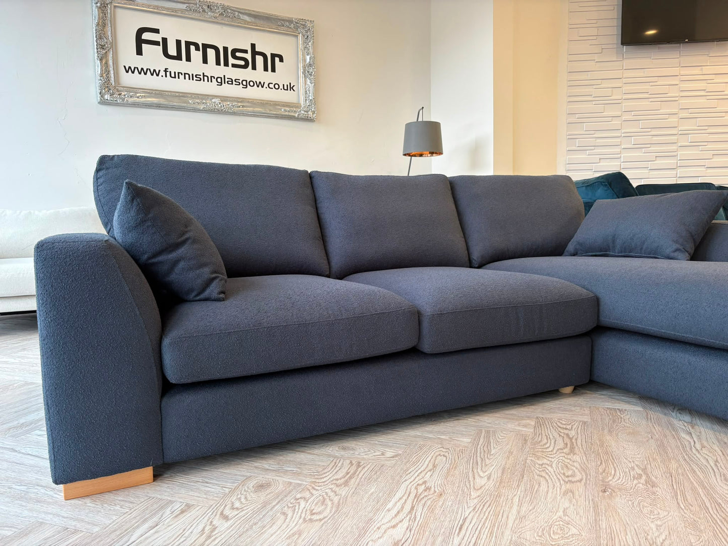 DFS Calix Navy Blue Corner Sofa in Immaculate As New Condition #