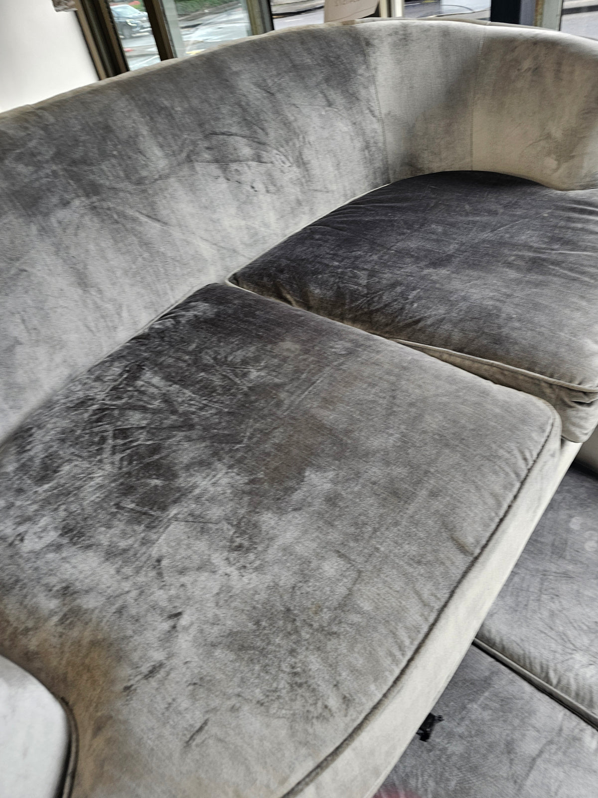 2 x 3 Seater Silver Chesterfield Style Sofas from Top Drawer @#