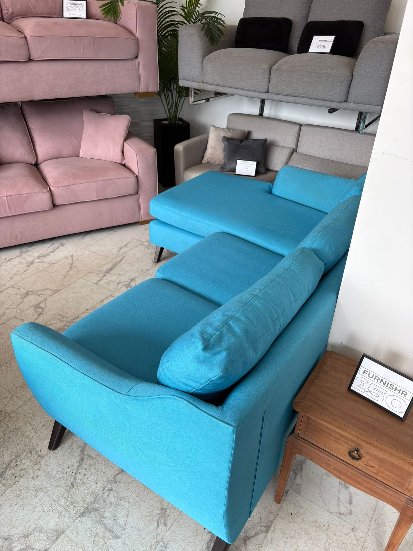 DFS Tropicana Corner Sofa in Ocean Blue (Left & Right Hand Chaise)