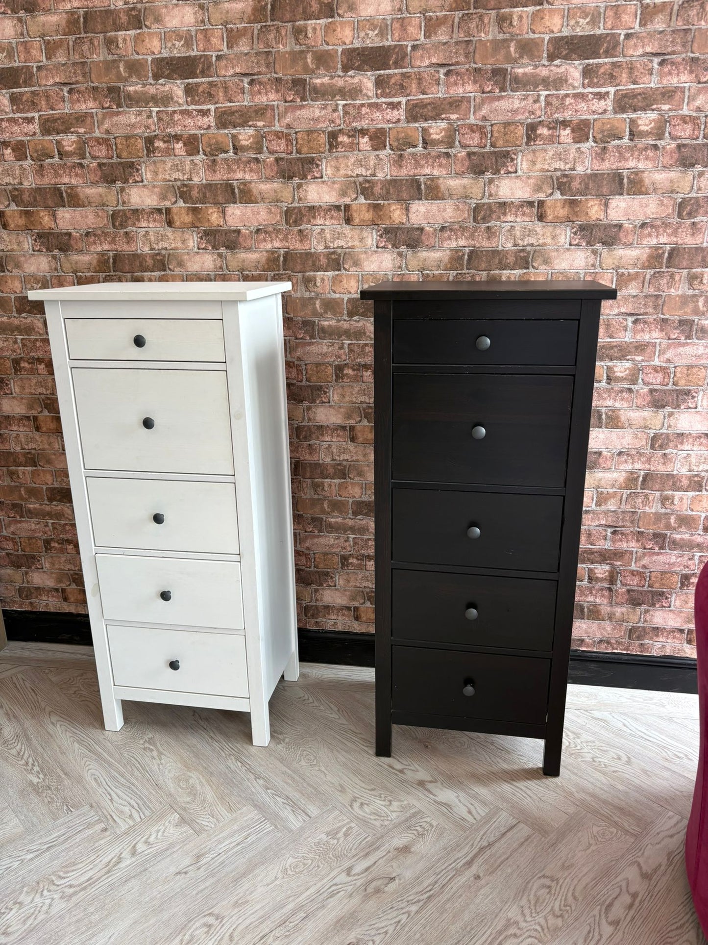 Ikea Hemnes Black Tallboy 5 Drawer Chest #