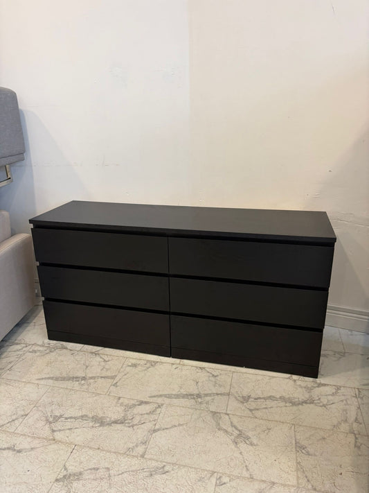 Ikea Malm Black 6 Drawer Chest T