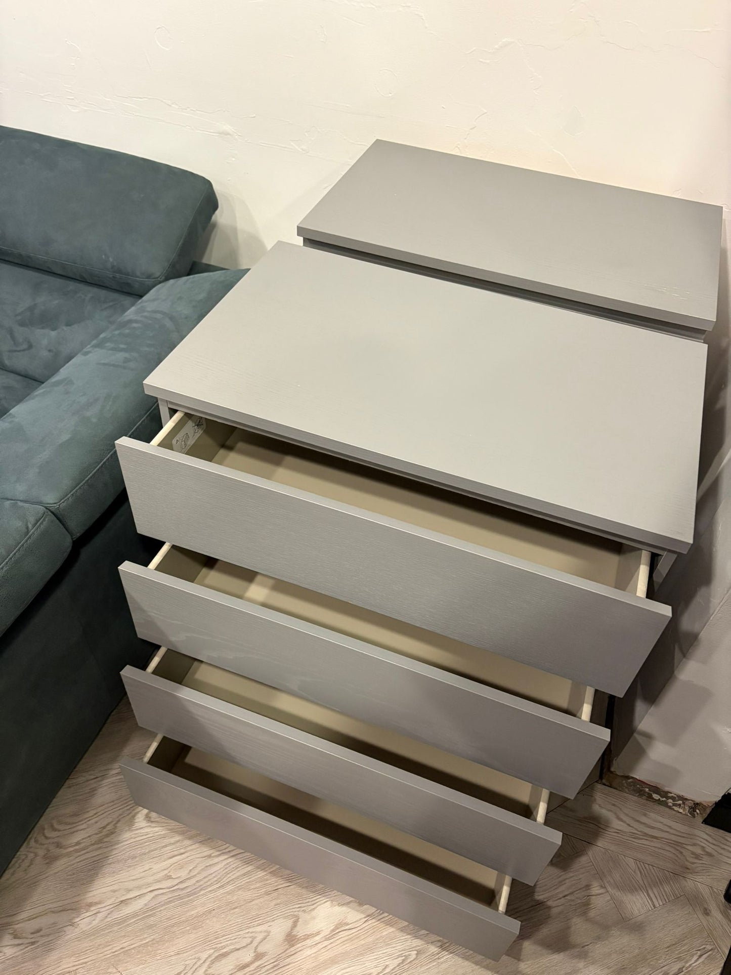 Ikea Malm Grey 4 Drawer Chest (as new condition) #