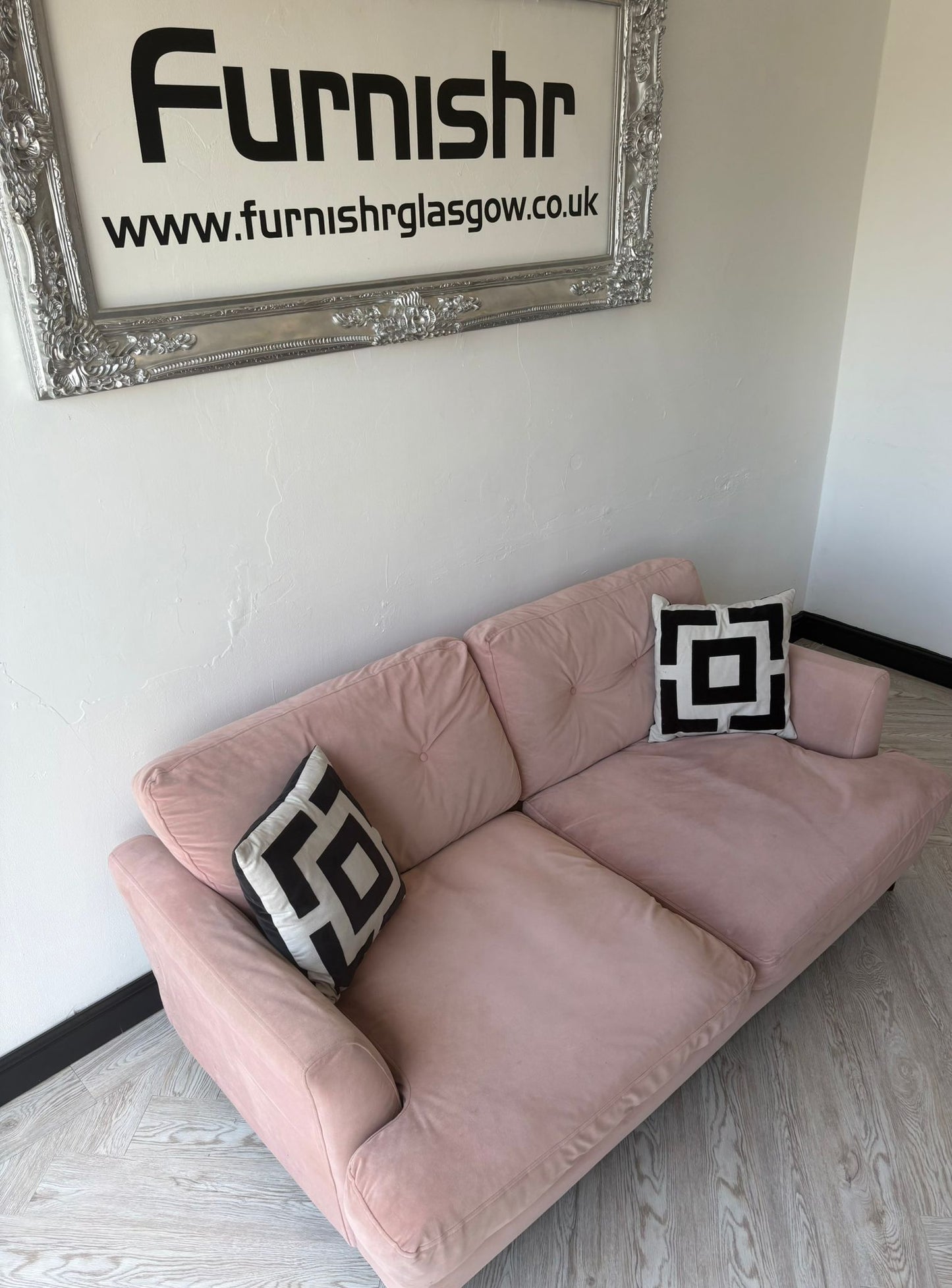DFS Joules Patterdale Blush Pink 3 Seater Sofa in Delux Velvet @