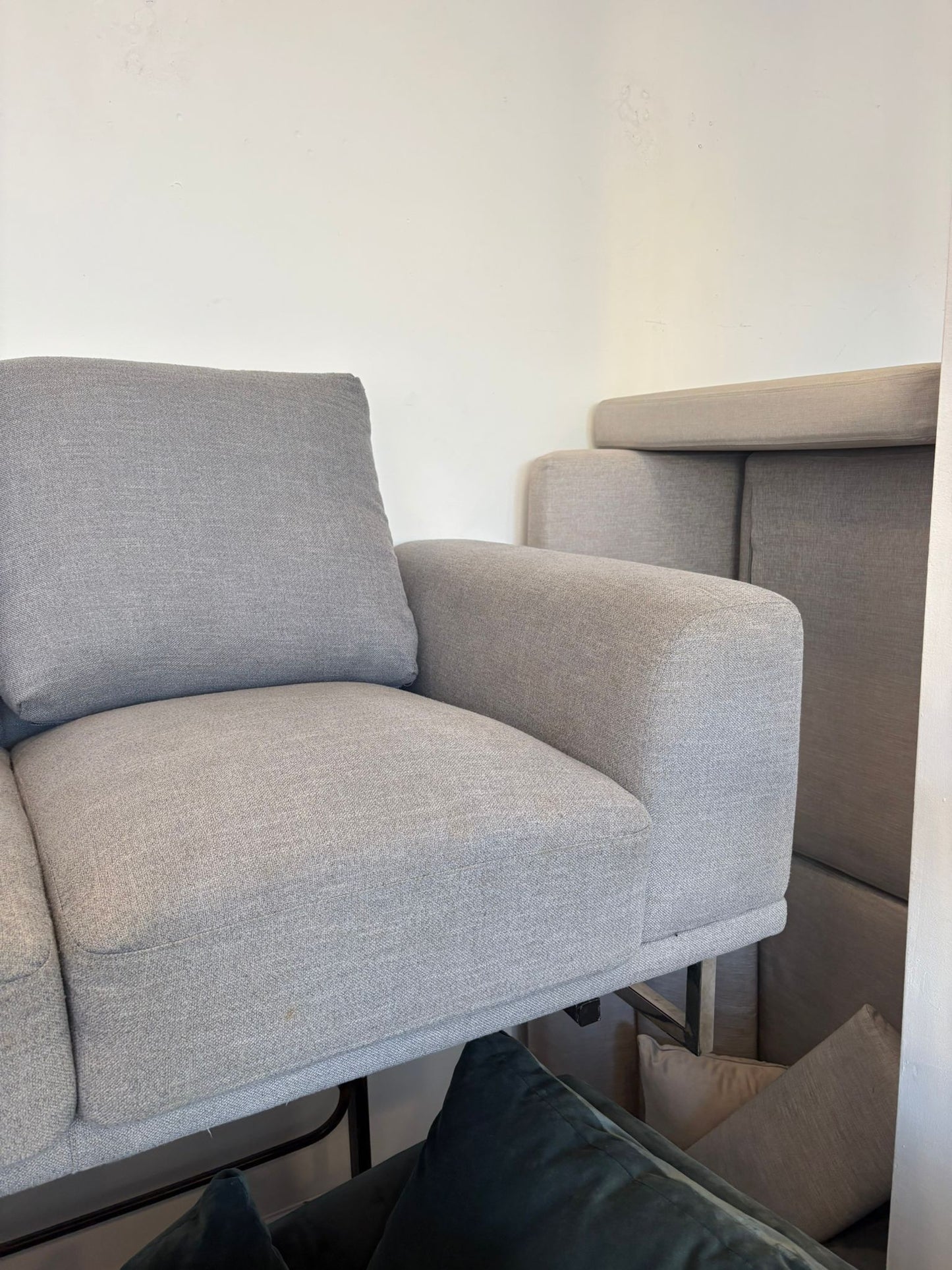 2 Seater Grey Fabric Sofa