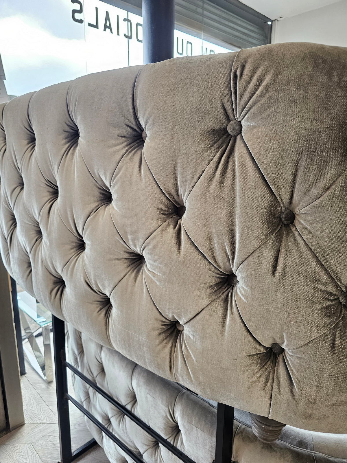2 x 3 Seater Silver Chesterfield Style Sofas from Top Drawer @#