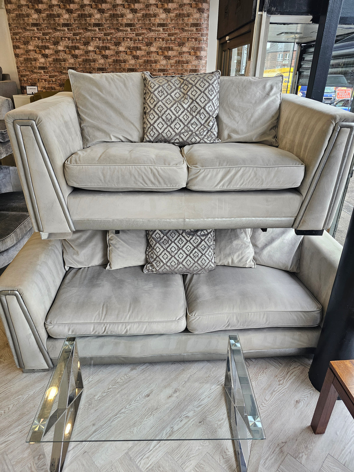 DFS Gigi Plush Grey 3 & 2 Seater Sofas #