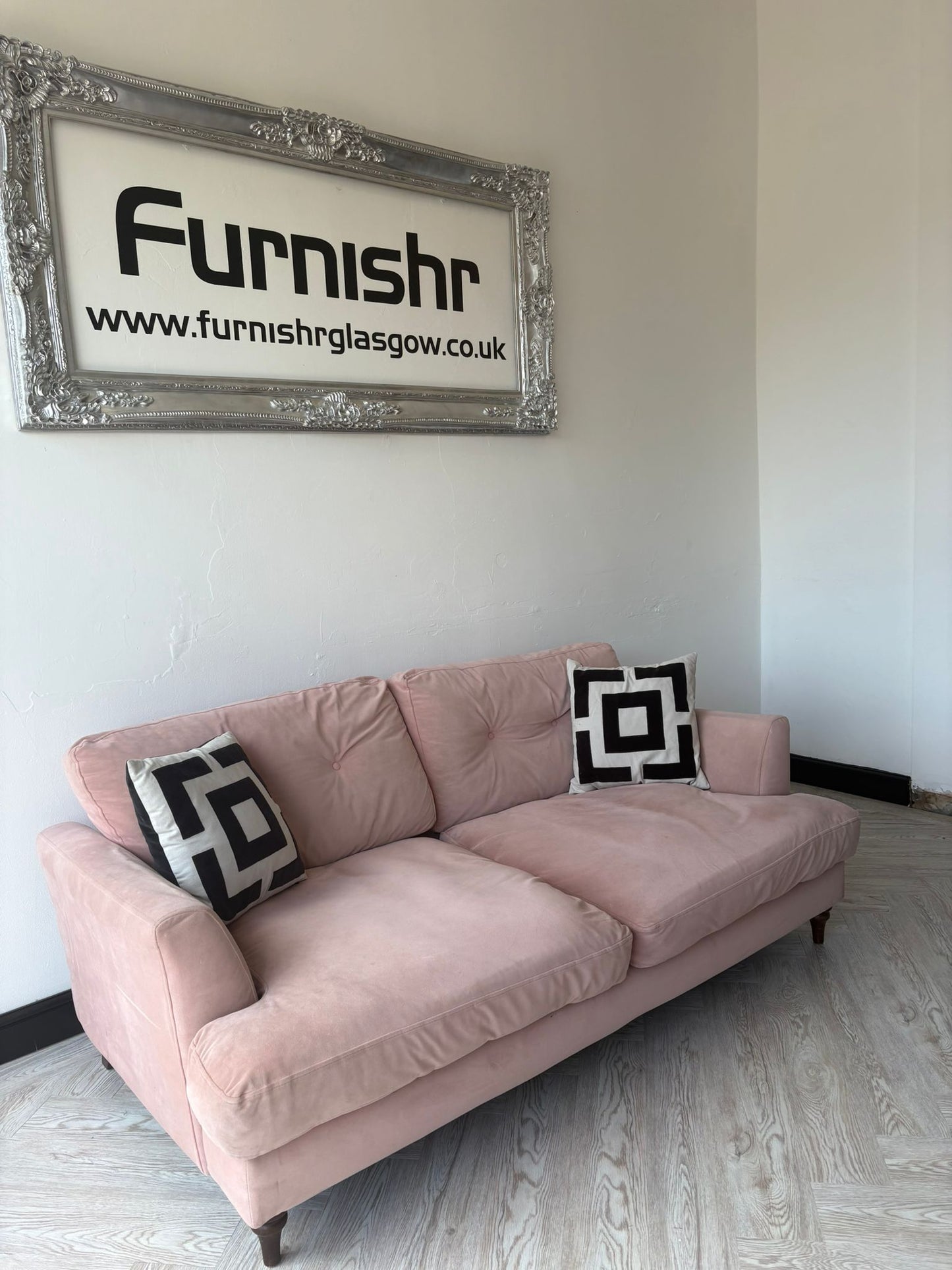 DFS Joules Patterdale Blush Pink 3 Seater Sofa in Delux Velvet @