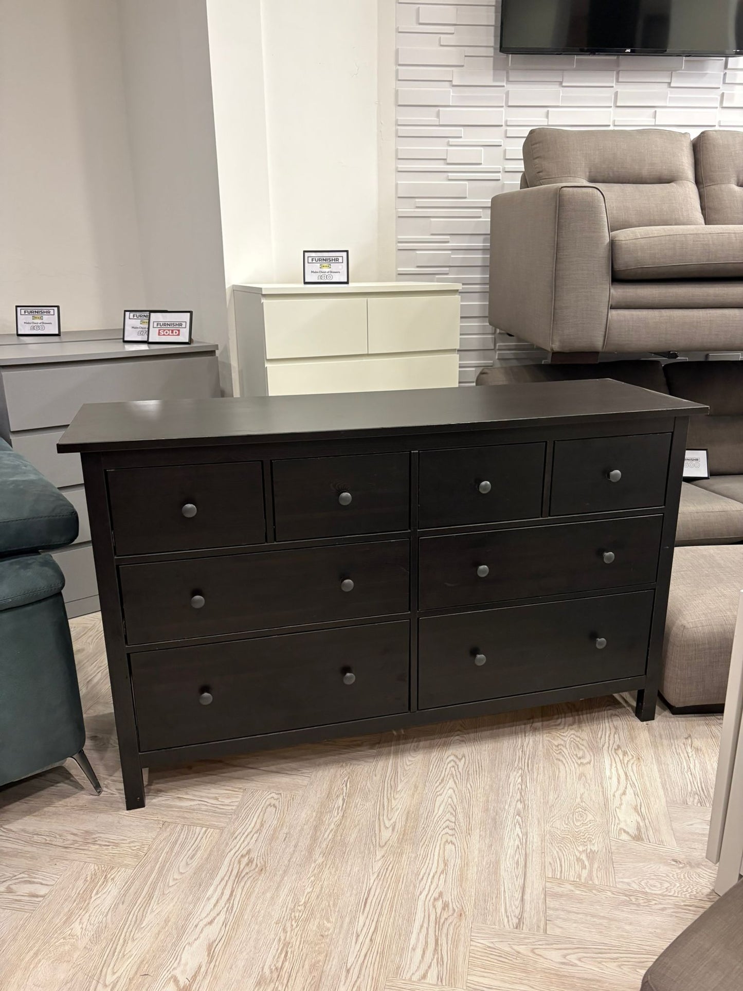 Ikea Hemnes Black 8 Drawer Chest #