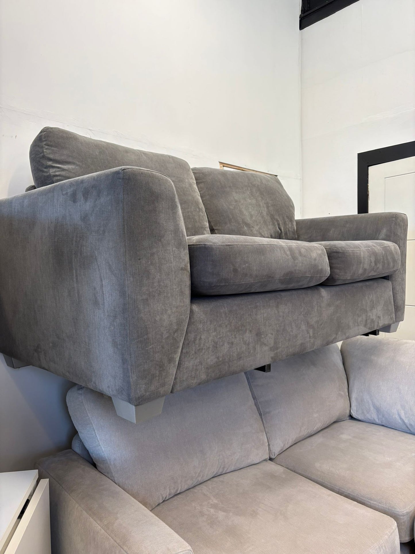 DFS Non Quilted Orka Grey 2 Seater Sofa @