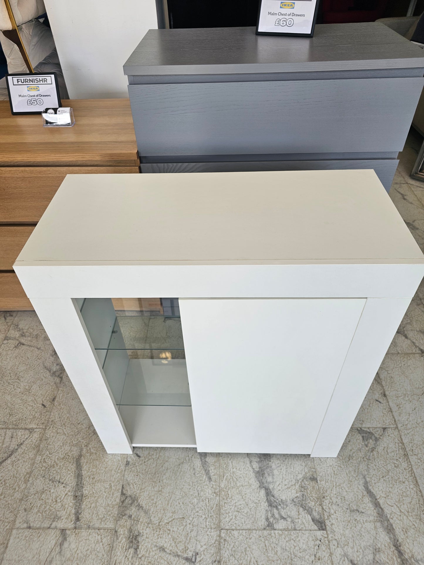 White Display Cabinet with Shelving A