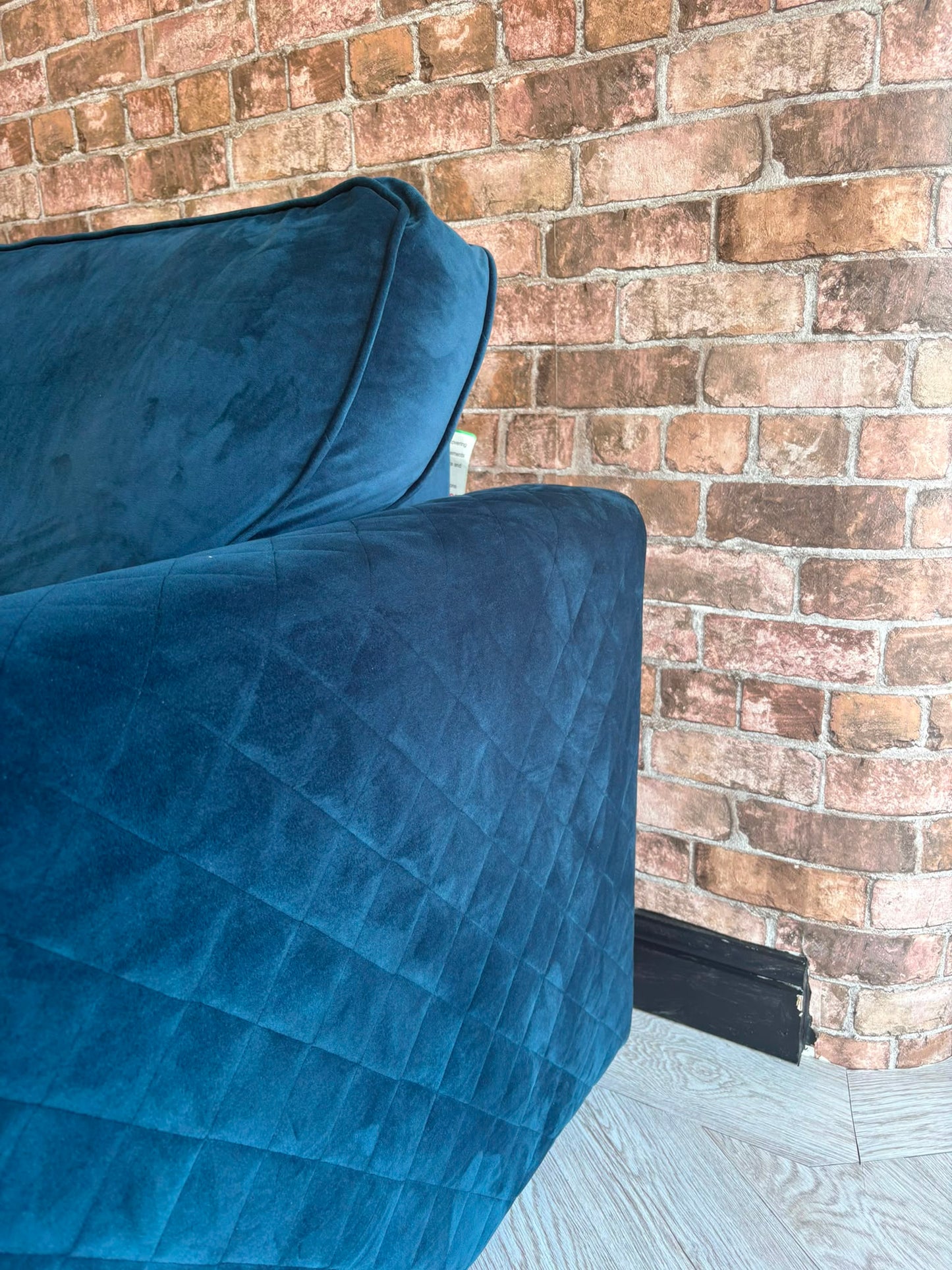 DFS Orka Corner Sofa in Dark Blue Sensual Plush Velvet (Immaculate Condition)@#