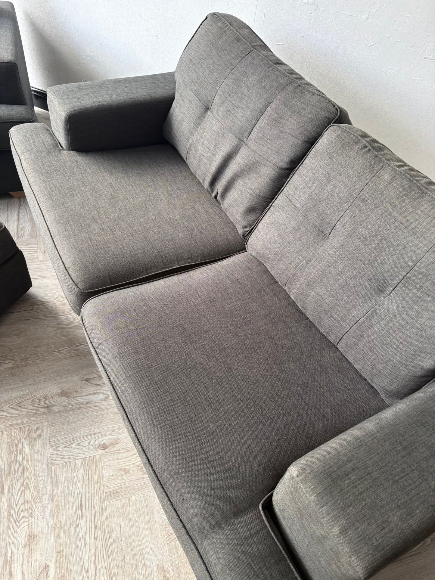DFS Freya 3&2 Seater Sofas & Ottoman in Charcoal Grey #