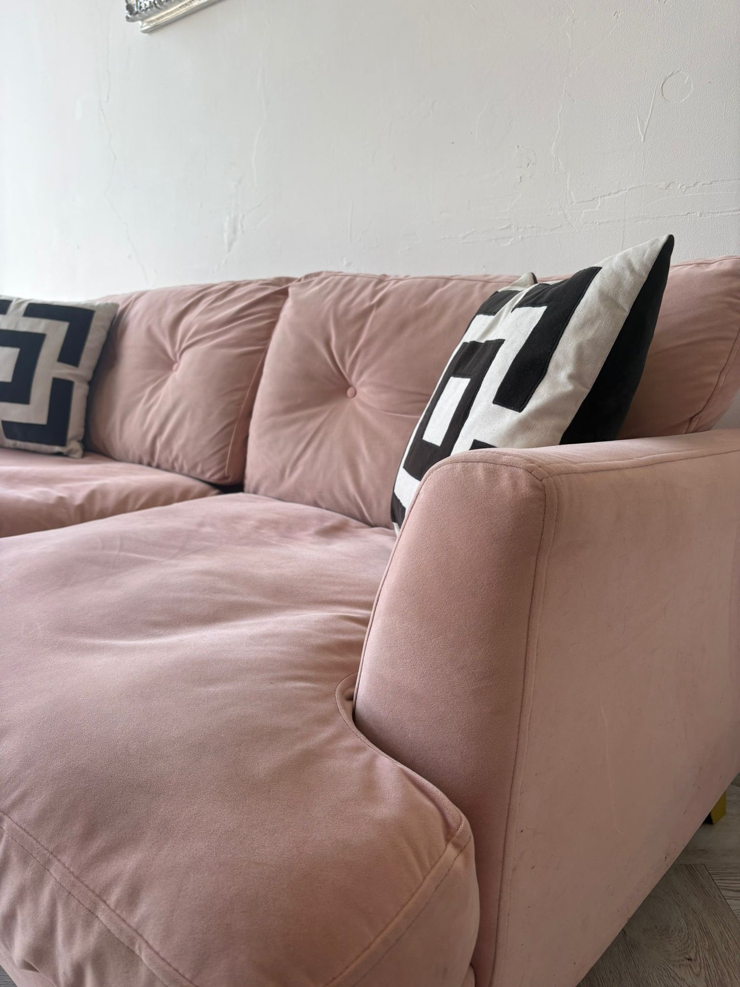 DFS Joules Patterdale Blush Pink 3 Seater Sofa in Delux Velvet @