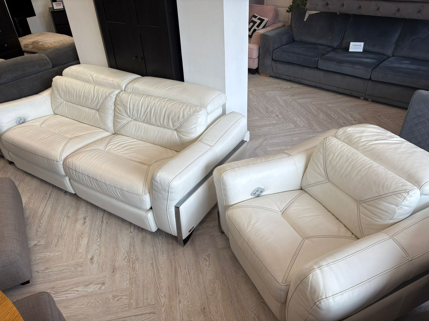 SCS SiSi Italia White Leather Power Recliner 3 Seater Sofa & Chair @#