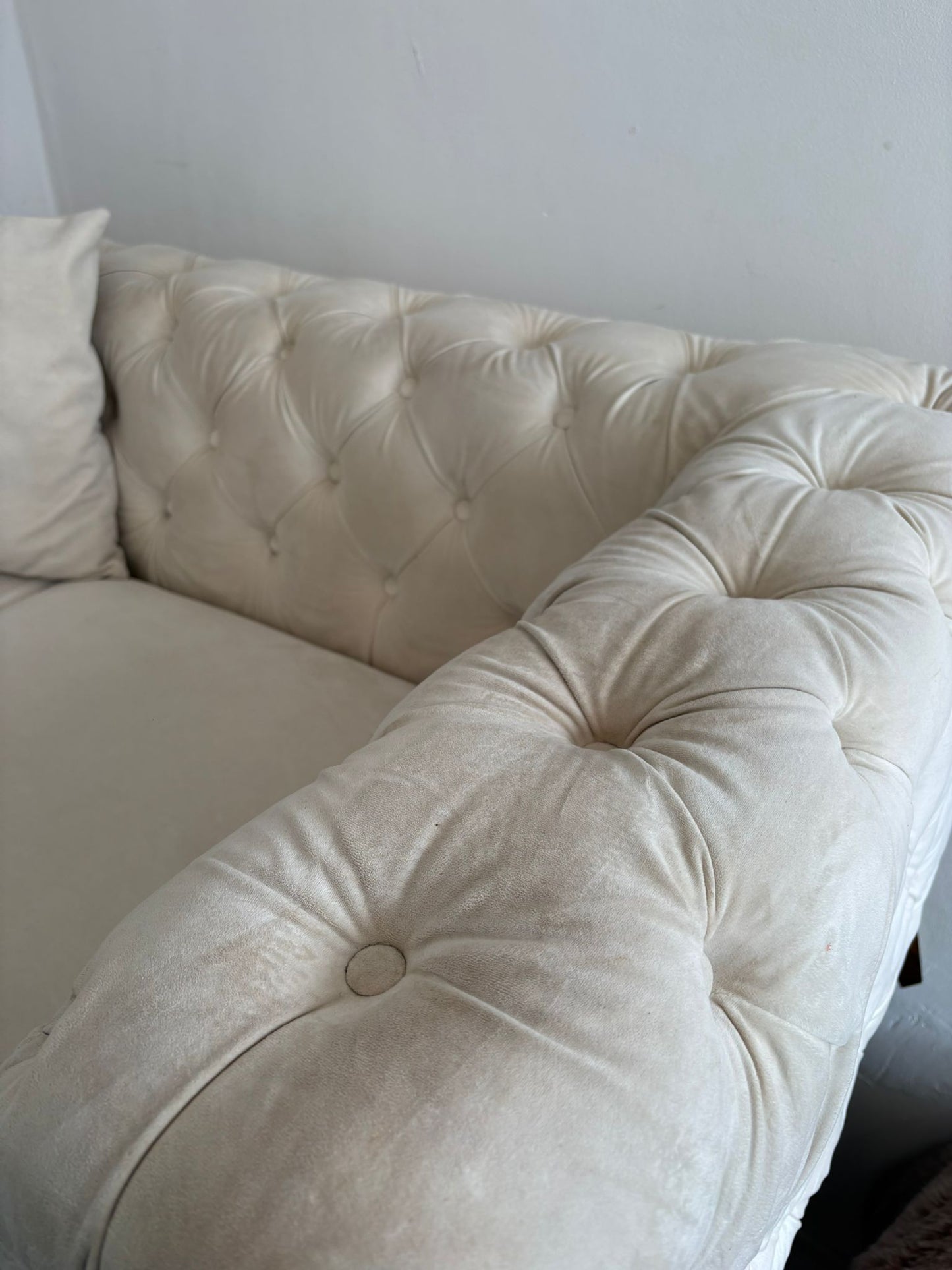 Chesterfield 2 x 2 Seater Sofas in Cream Velvet