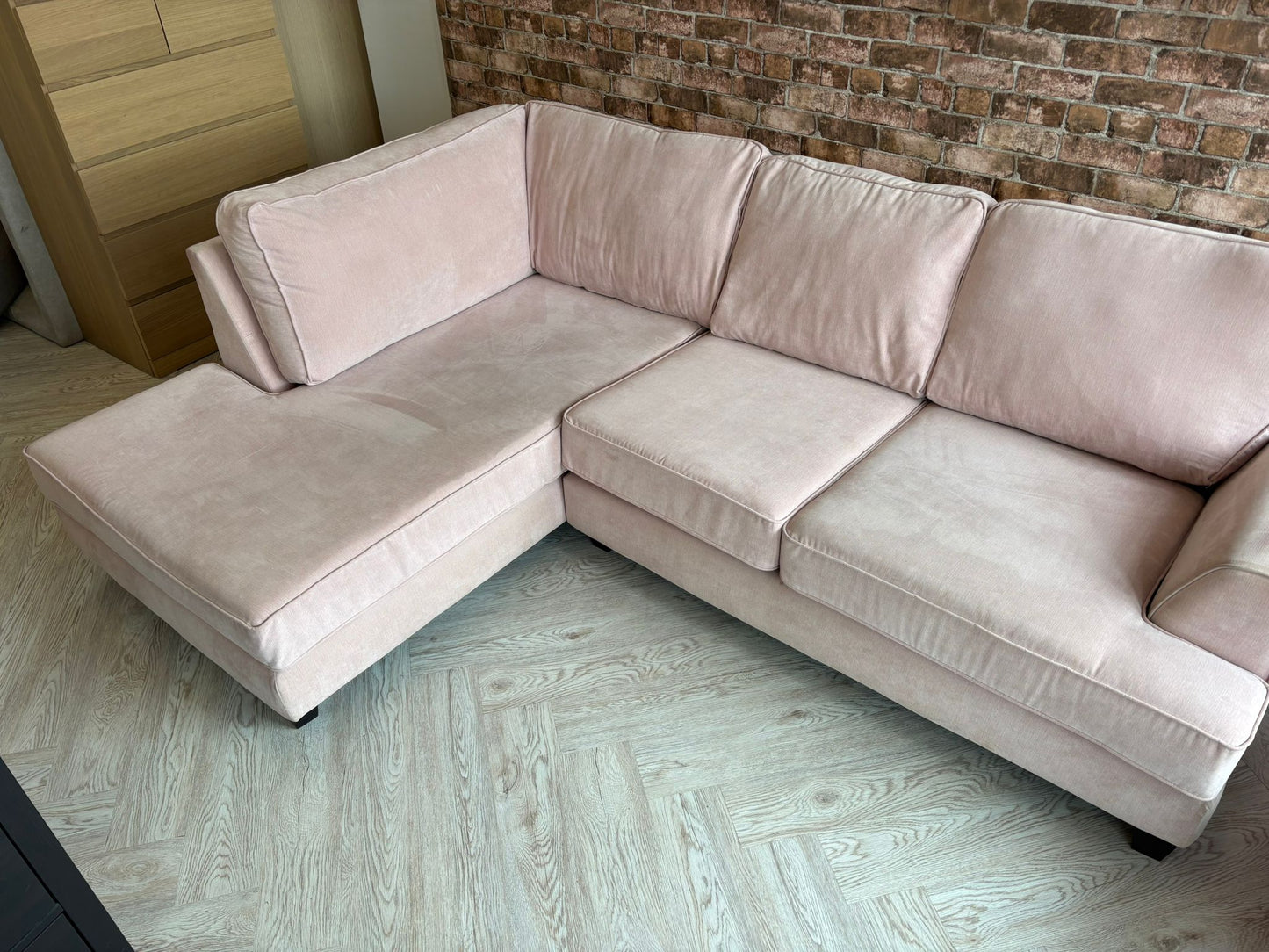 Pale Pink Corner Sofa @