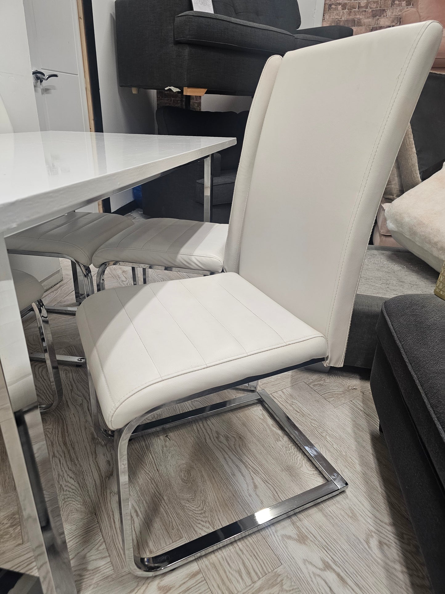 Dining Table & 4 Faux Leather Chairs (table has been wrapped)@