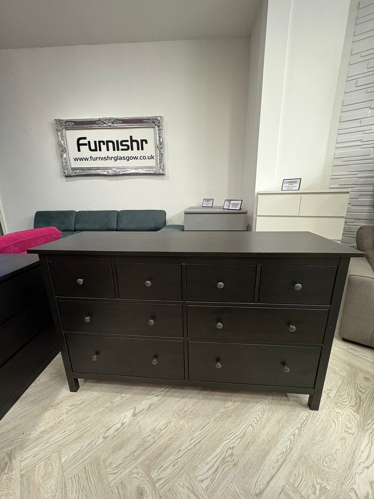 Ikea Hemnes Black 8 Drawer Chest #