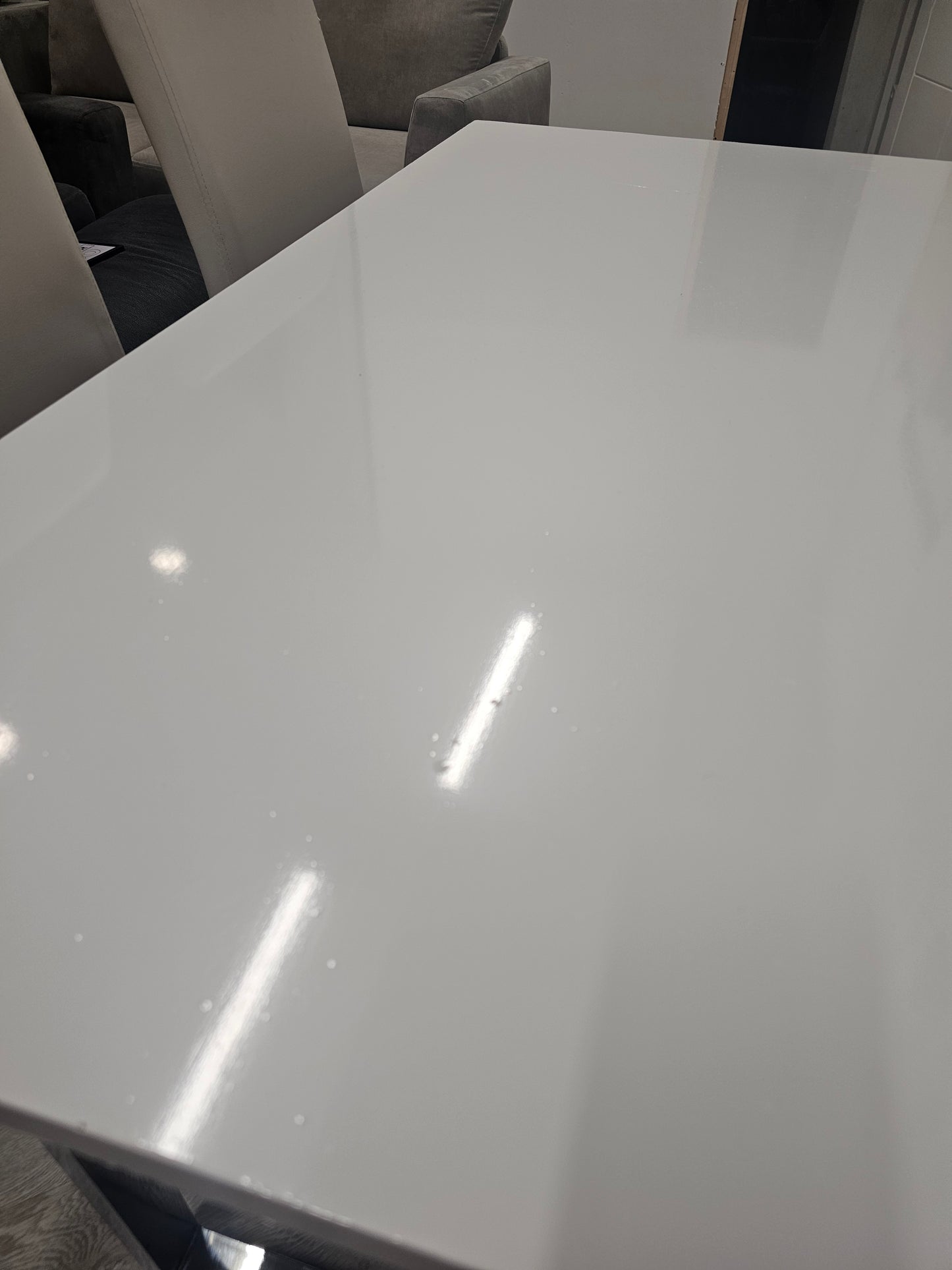 Dining Table & 4 Faux Leather Chairs (table has been wrapped)@