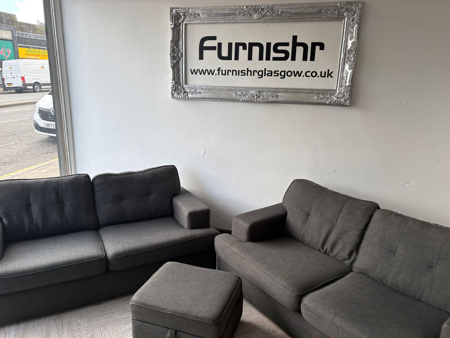 DFS Freya 3&2 Seater Sofas & Ottoman in Charcoal Grey #