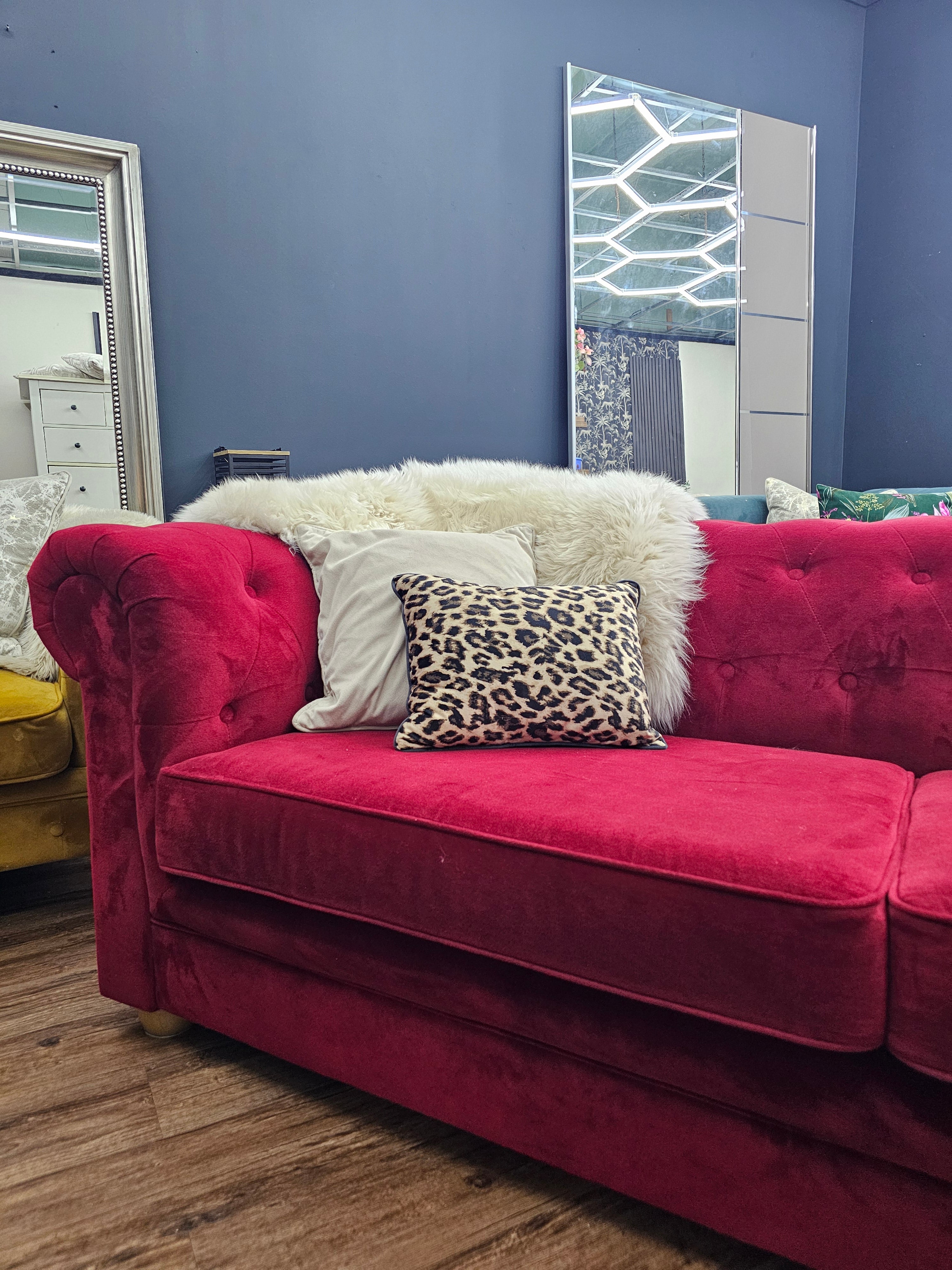 Red Chesterfield Style 3 Seater Sofa
