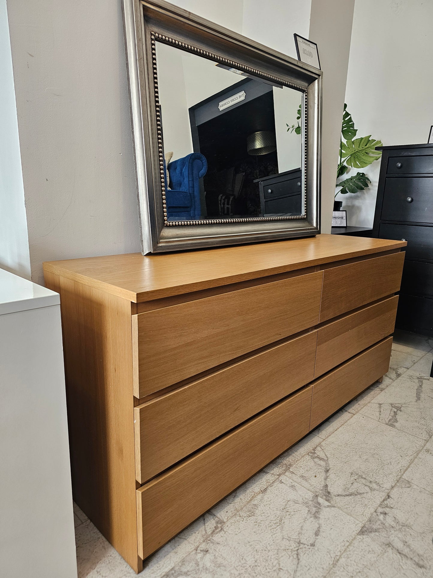 Ikea Malm Oak 6 Drawer Chest T