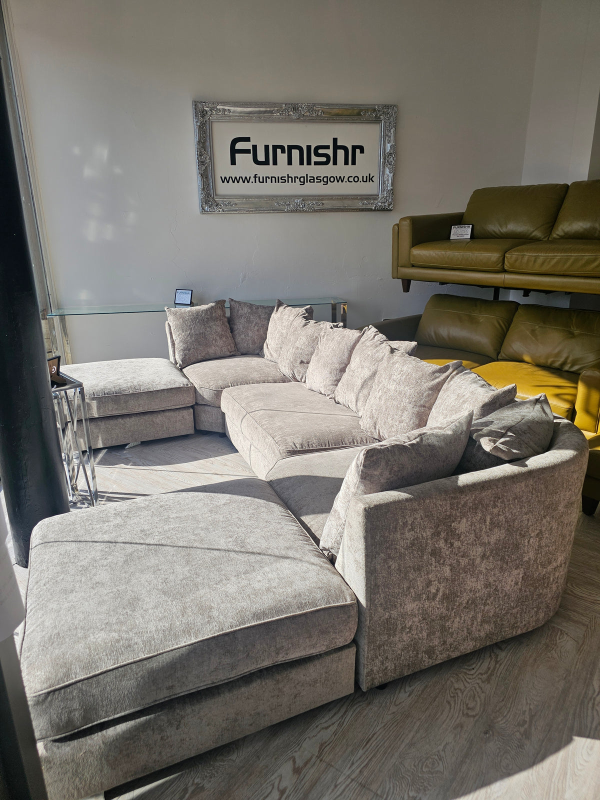 Sofaclub Bishop U-Shape Sofa in Frosty Mink Chenille @