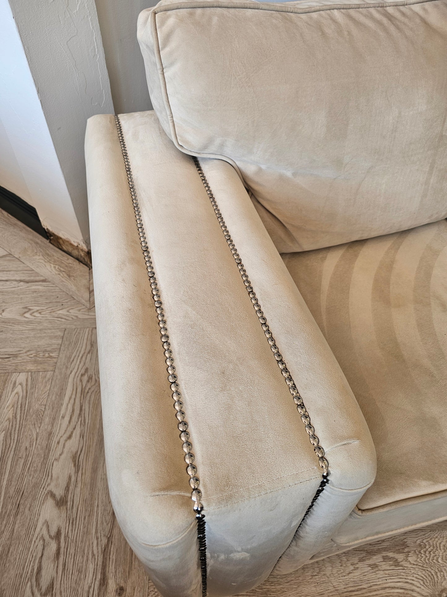 Cream Velvet Corner Sofa (Firm Seats)@