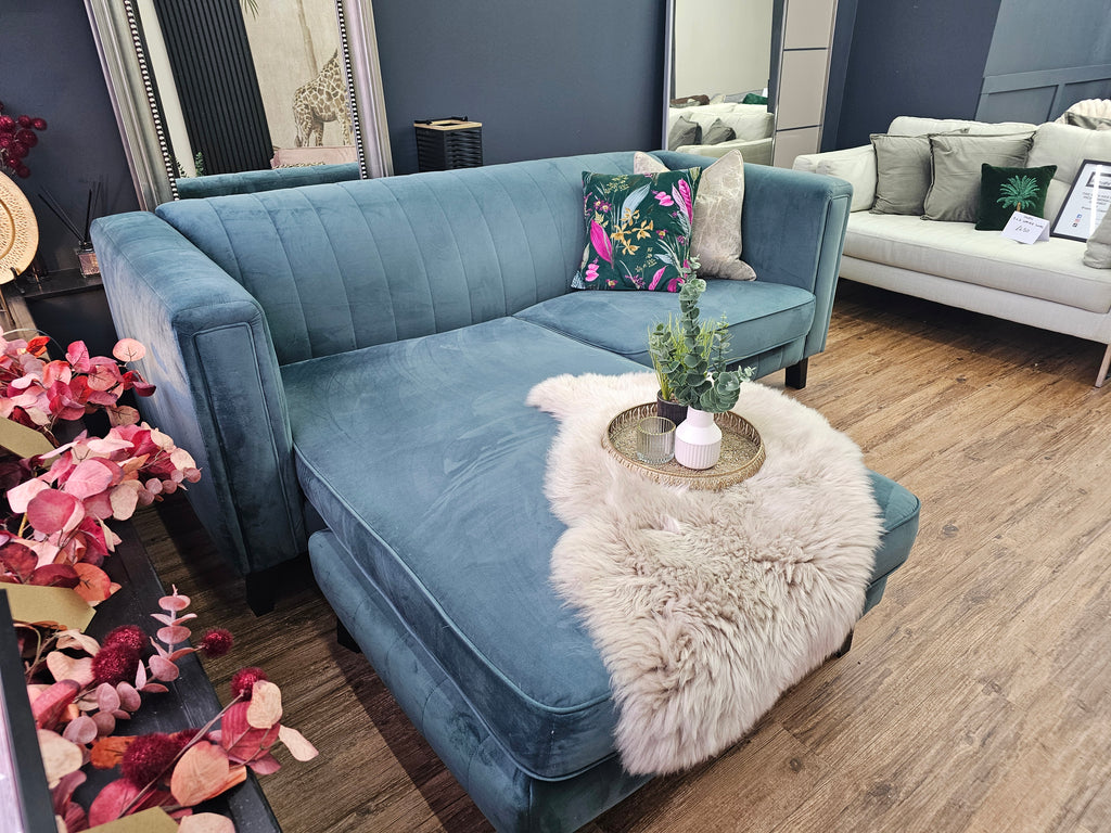 Sofology Green Velvet Corner Sofa - Left & Right Hand Chaise