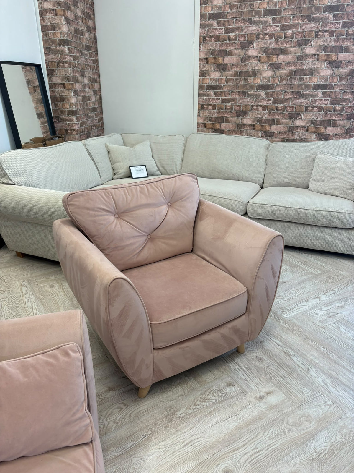 ScS Hoxton Plush Blush Pink 2 Seater Sofa & Chair #