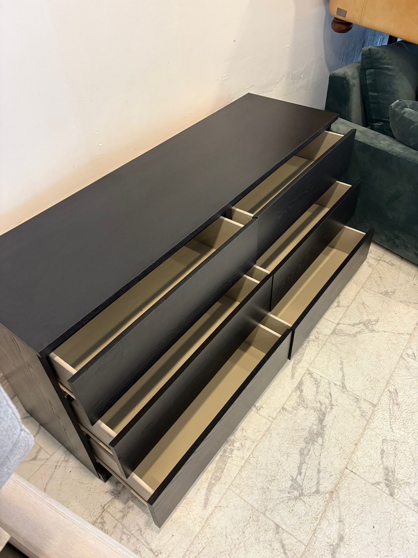 Ikea Malm Black 6 Drawer Chest T