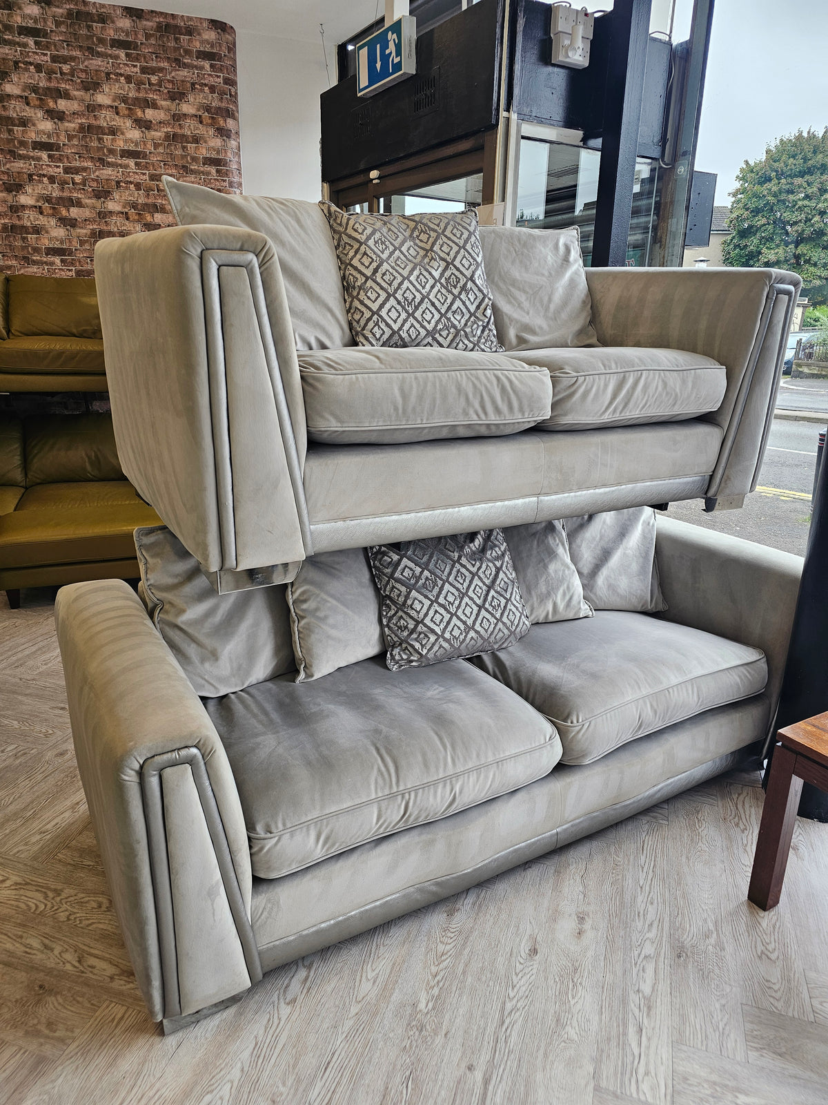 DFS Gigi Plush Grey 3 & 2 Seater Sofas #
