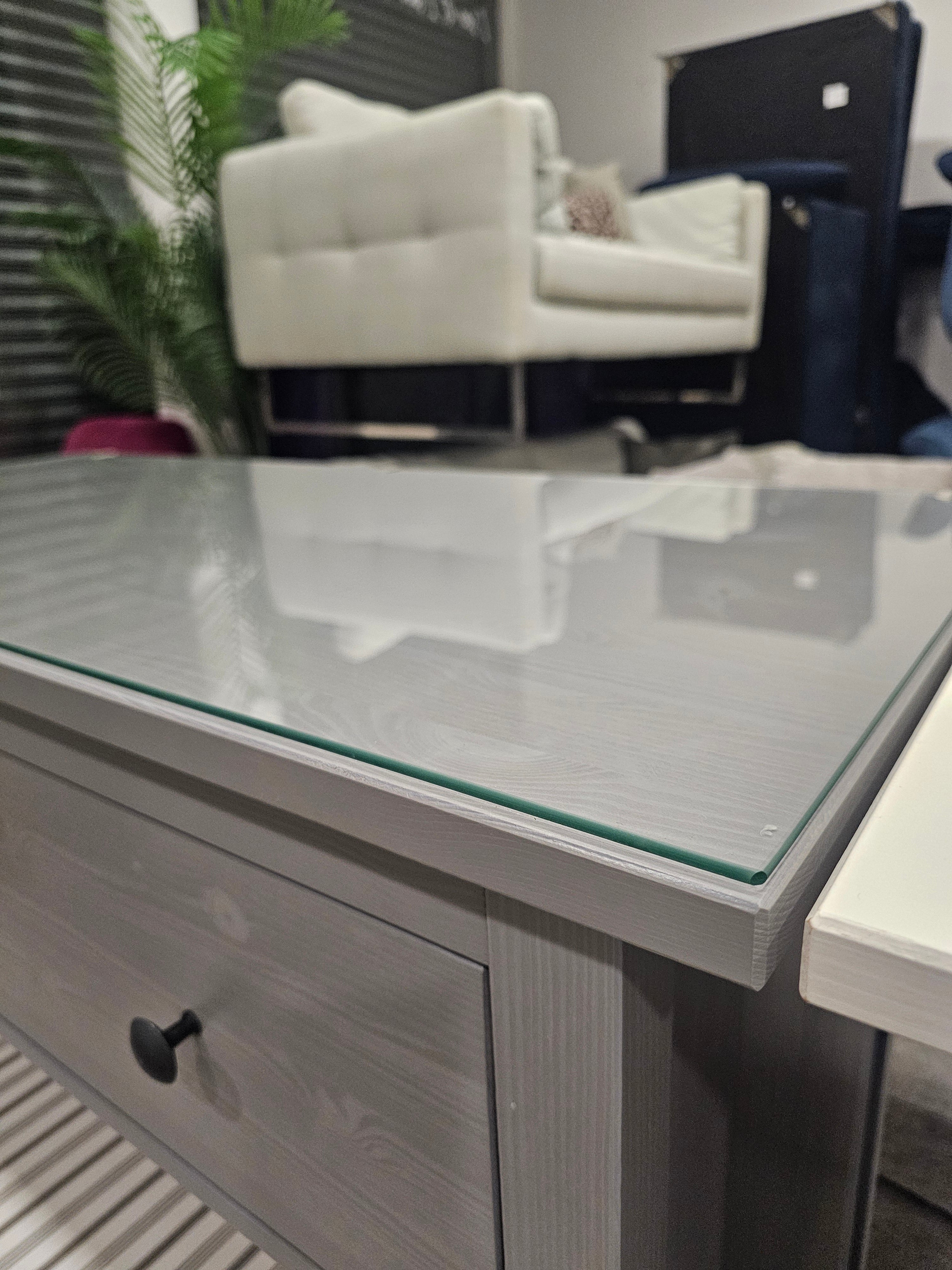 Ikea Hemnes 3 Drawer Chest & Glass Top grey stain finish