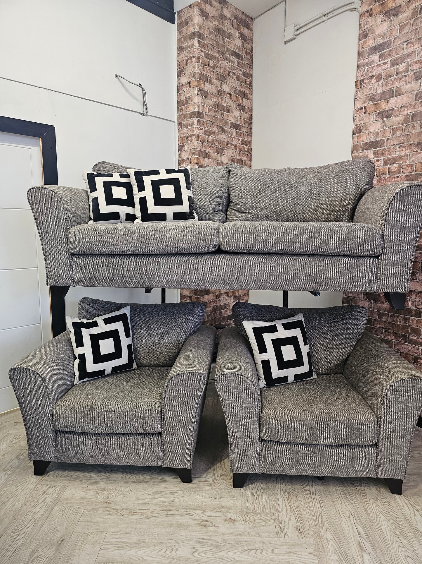 SCS Theo Greige 3 Seater Sofa & 2 Armchairs @