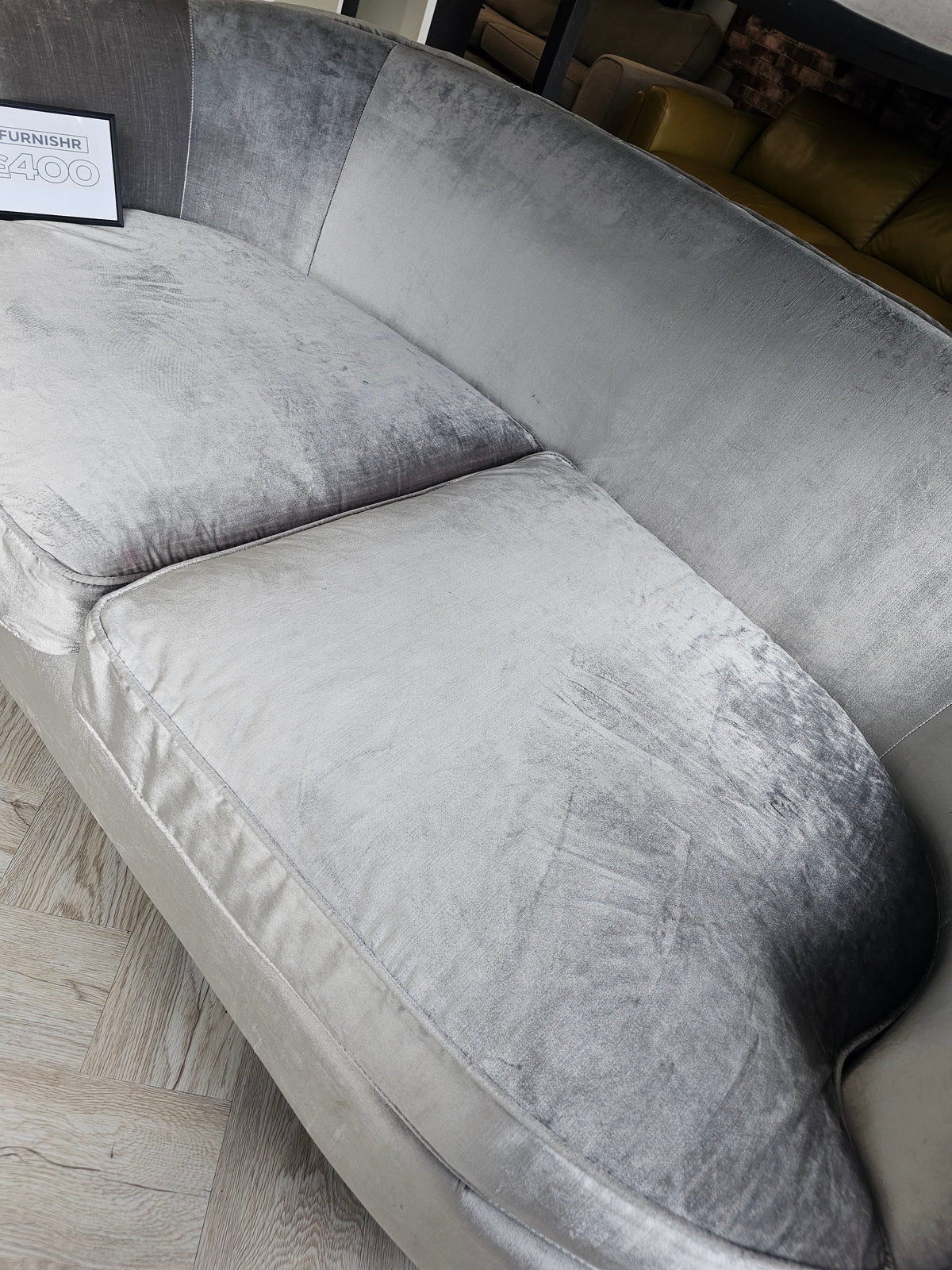 2 x 3 Seater Silver Chesterfield Style Sofas from Top Drawer @#