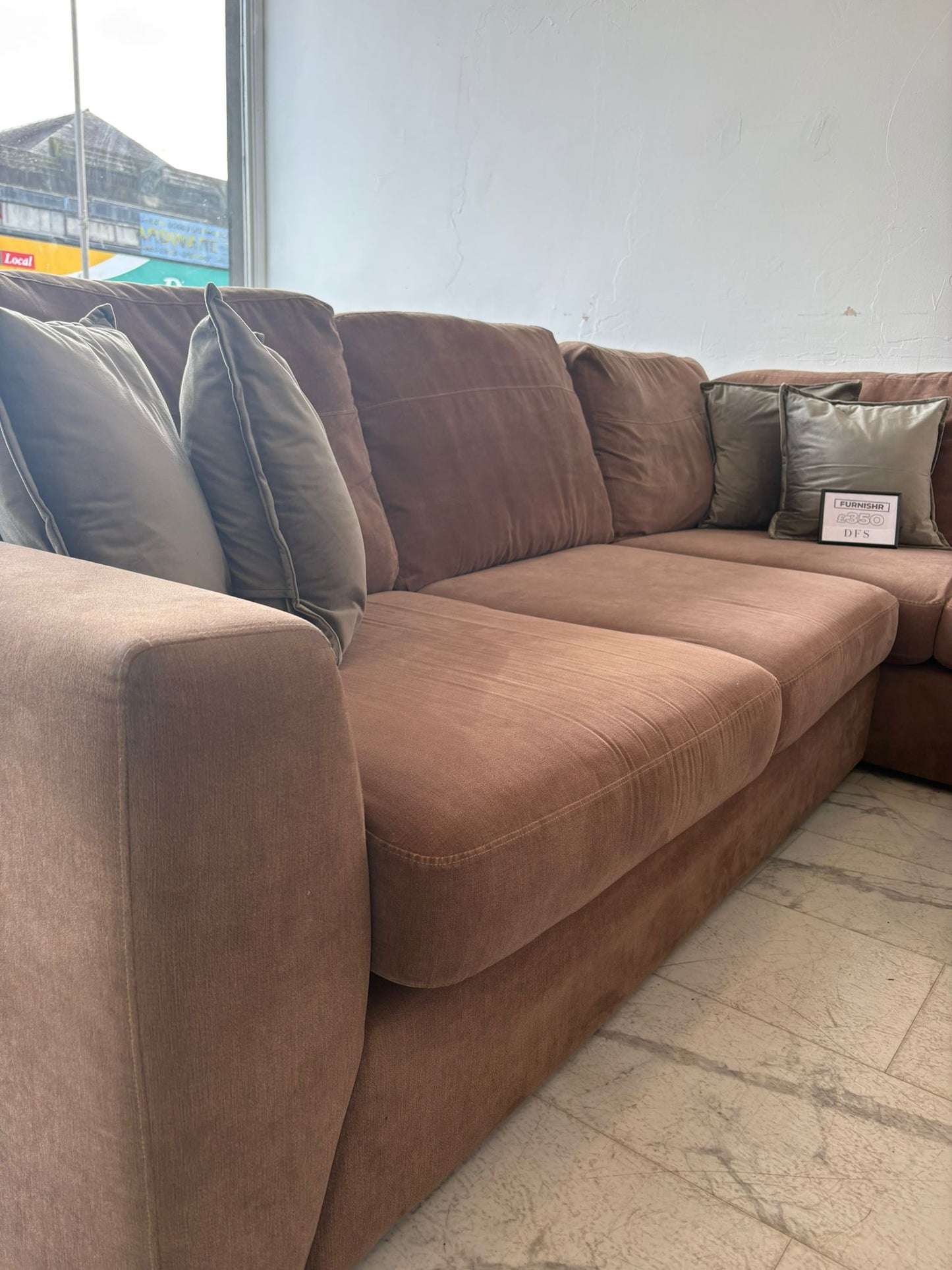 DFS Orka Mocha Corner Sofa & Ottoman B