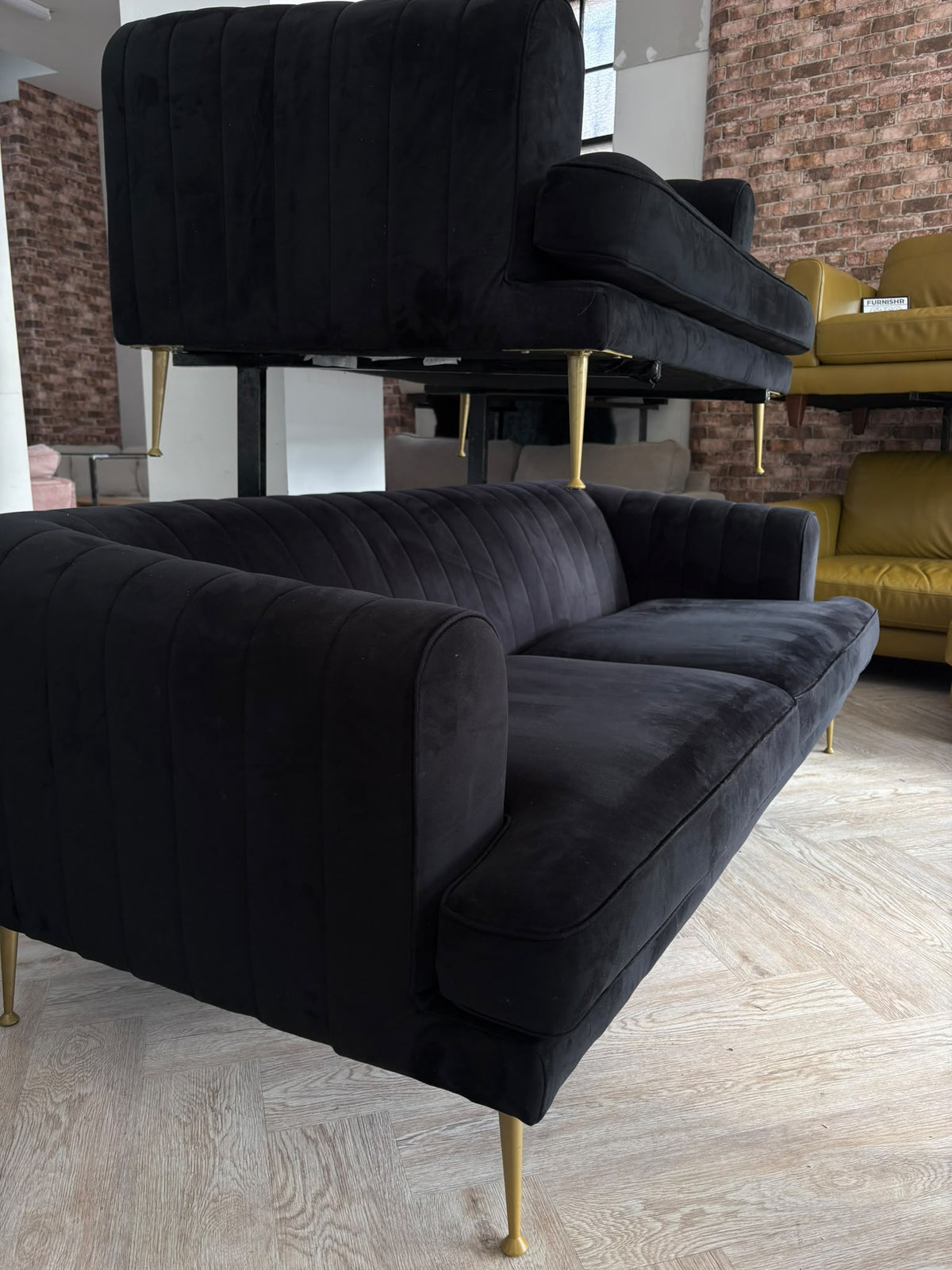 Sofology Enchanted Black Plush Sofa & Loveseat #